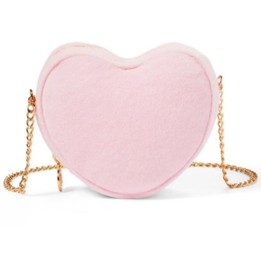 Stoney Clover Terrycloth Heart Crossbody Bag Purse Light Pink